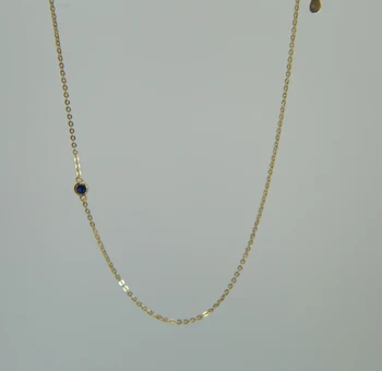 

2020 summer style gold color necklace single charm CZ 100% 925 sterling silver gold choker necklace women elegant simple jewelry