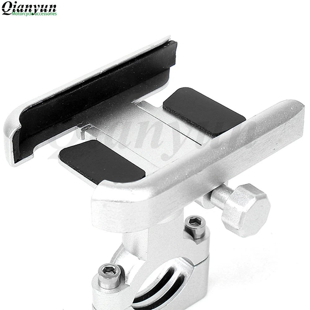 Universal Motorcycle Bike Scooter ATV Handlebar Rearview Mirror Mobile Phone Holder Mount Bracket Z900 Z800 Z750 Z1000 NIAJIA300 - Цвет: Серебристый