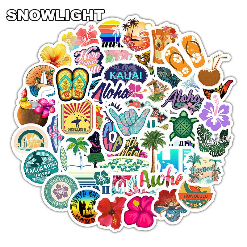 10/30/50pcs/set Hawaii Beach Cartoon Outdoor Travel Stickers For Luggage Refrigerator Suitcase Motorcycle Skateboard Laptop