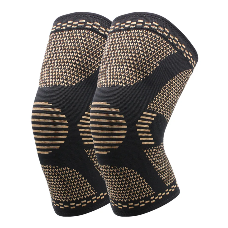

1Pair Copper Nylon Protective Knee Brace Support Non-slip Sport Kneepad Brace Fitness Running Basketball Volleyball Support
