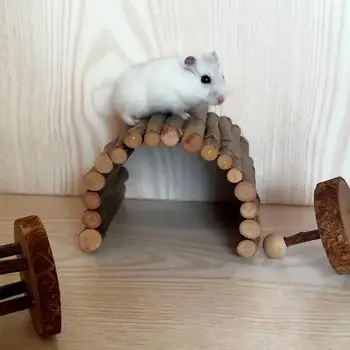 Apple Wooden Arch Bridge Hamster Dodging Tunnel Hamster Molar Toy Pet Rabbit Guinea Pig Supplies 5