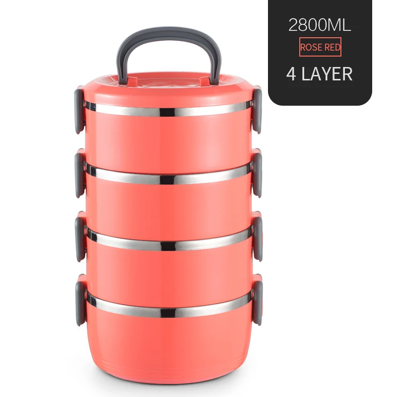 Orange 4 Layer WORTHBUY японский тепловой Ланч-бокс для детей из нержавеющей стали контейнер для еды герметичный Bento box Детская школьная коробка для еды - Цвет: Orange 4 Layer
