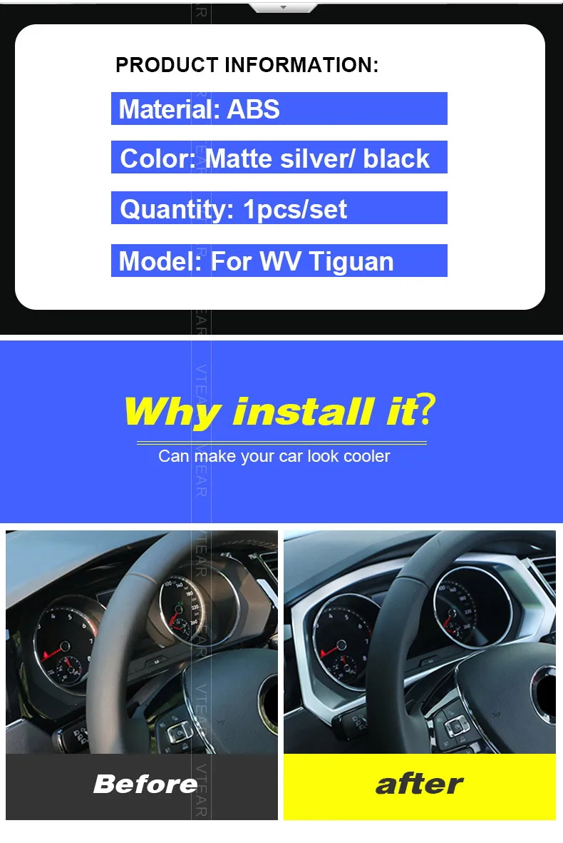 Vtear для VW Tiguan тигуан Аксессуары Приборной Панели декоративная рамка крышка интерьера молдинги ABS углеродного волокна отделка автомобиля Стайлинг，автотовары