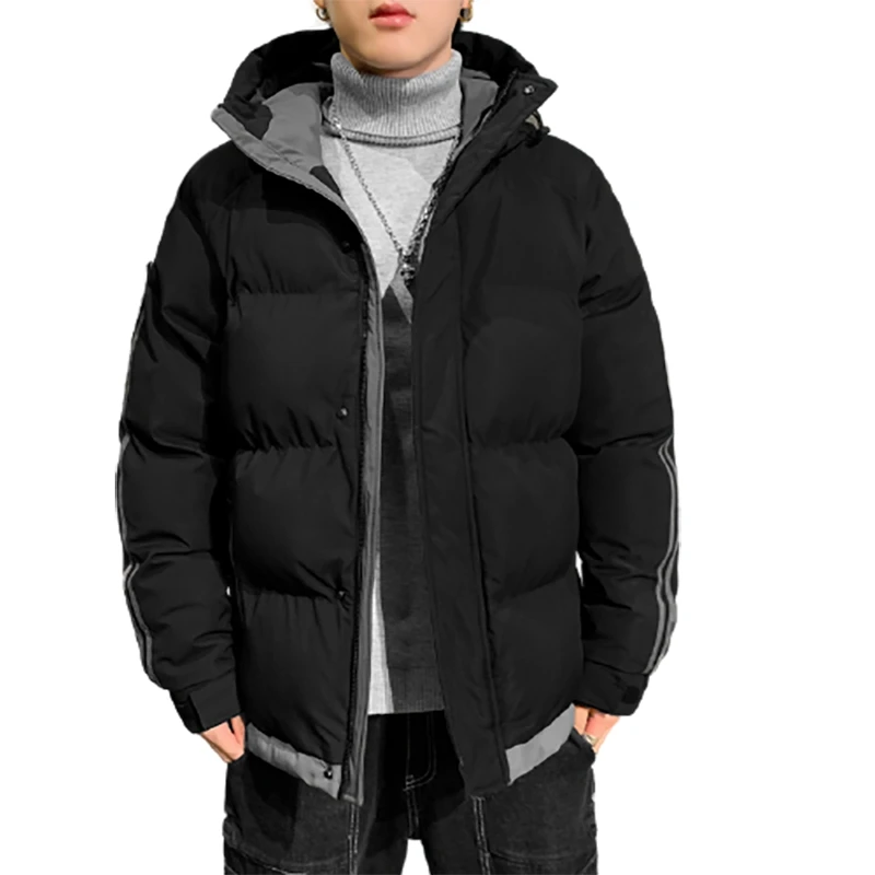 2021 new winter men's casual padded jacket thickened loose bread jacket hooded coat large size for fat men student 100kg