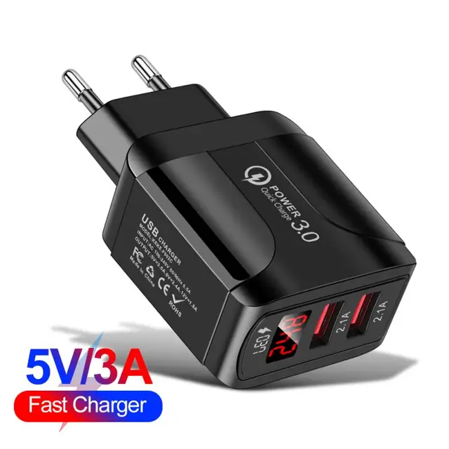 2.4A USB Plug Travel Charger 2 Port Fast Multiple Charger With Interchangeable Multi