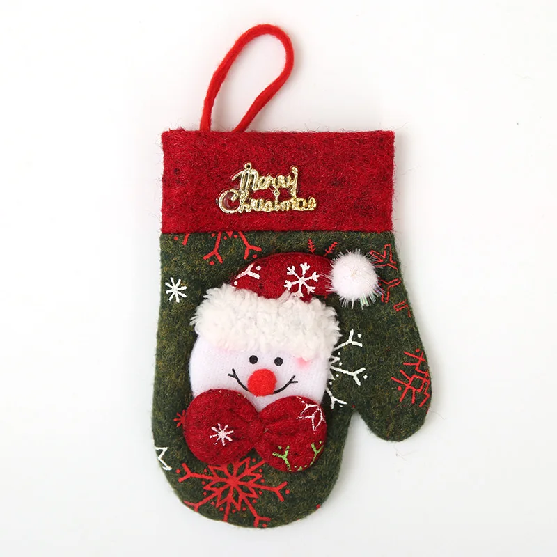 

High Quality Material Christmas Glove Style Tableware Bag Holder Fork Spoon Pocket Cutlery Pouch
