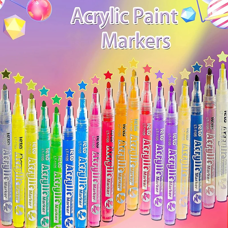 Acrylfarbe Marker Stifte Set 1mm Kunst Acrylfarbe Marker für permanente Felsen Glas Zeichnung Canva Stoff Holz DIY Handwerk – Detail 2
