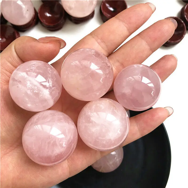 

1 Piece Natural Pink Rose Quartz Crystal Healing Ball Sphere Home Decoration Natural Rose Quartz Stone Freeshipping