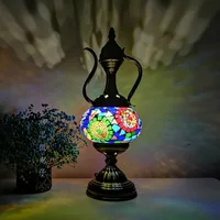 Newest E14 Hand-inlaid Glass Morocco Style Mosaic Light Bedroom Living Room Decorative Table Lamp Turkish Lampe 1