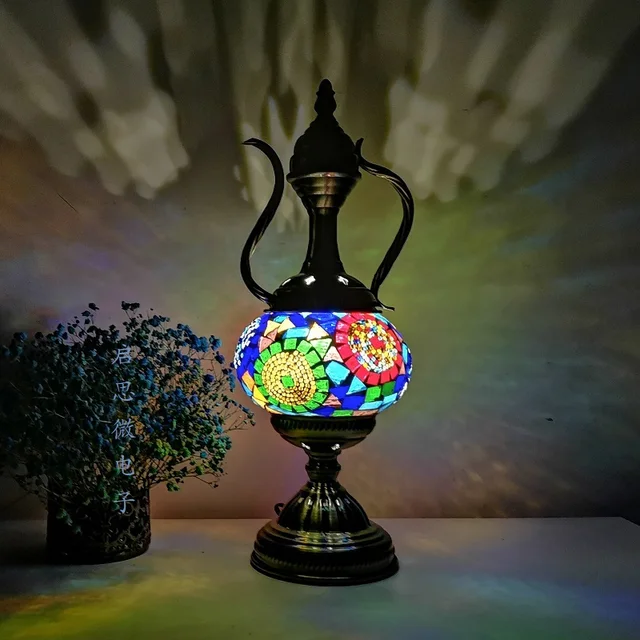 Newest E14 Hand-inlaid Glass Morocco Style Mosaic Light Bedroom Living Room Decorative Table Lamp Turkish Lampe 1