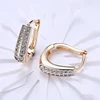 925 Sterling Silver 18K Gold U Shaped Cubic Zirconia Hoop Earrings For Women Silver Jewelry ► Photo 3/6