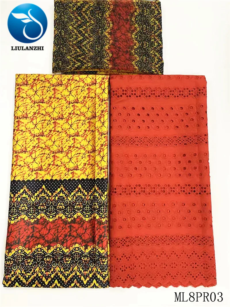 LIULANZHI африканская кружевная ткань модная атласная нигерийская ткань с принтами+ хлопковая кружевная ткань 2,5+ 2,5+ 2 ярда ML8PR03