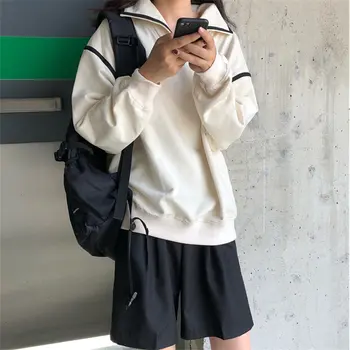 

HziriP Sports 2019 Fashion Students High Street Brief All-Match Sweet Solid Hot Autumn Female Cotton Loose Pullovers Sweatshirt