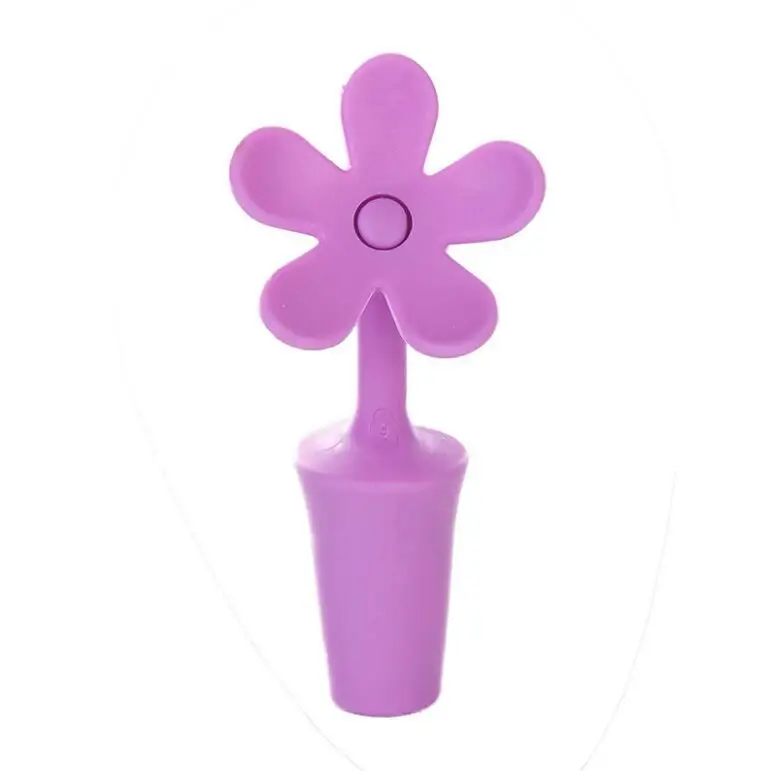 1 Piece Silicone Red Wine Manual Press Wine Bottle Seal Wine Stopper Flower Elephant Shape Wine Stopper Wine Accessories - Color: purple