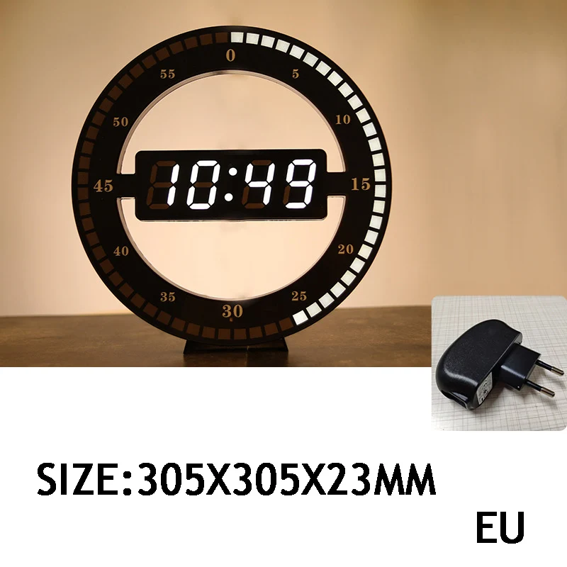 EU PLUG Светодиодный настенные часы, современный дизайн, двойное использование, затемнение, цифровой круговой фотоэлемент, часы для украшения дома, цифровые часы - Цвет: EU PLUG