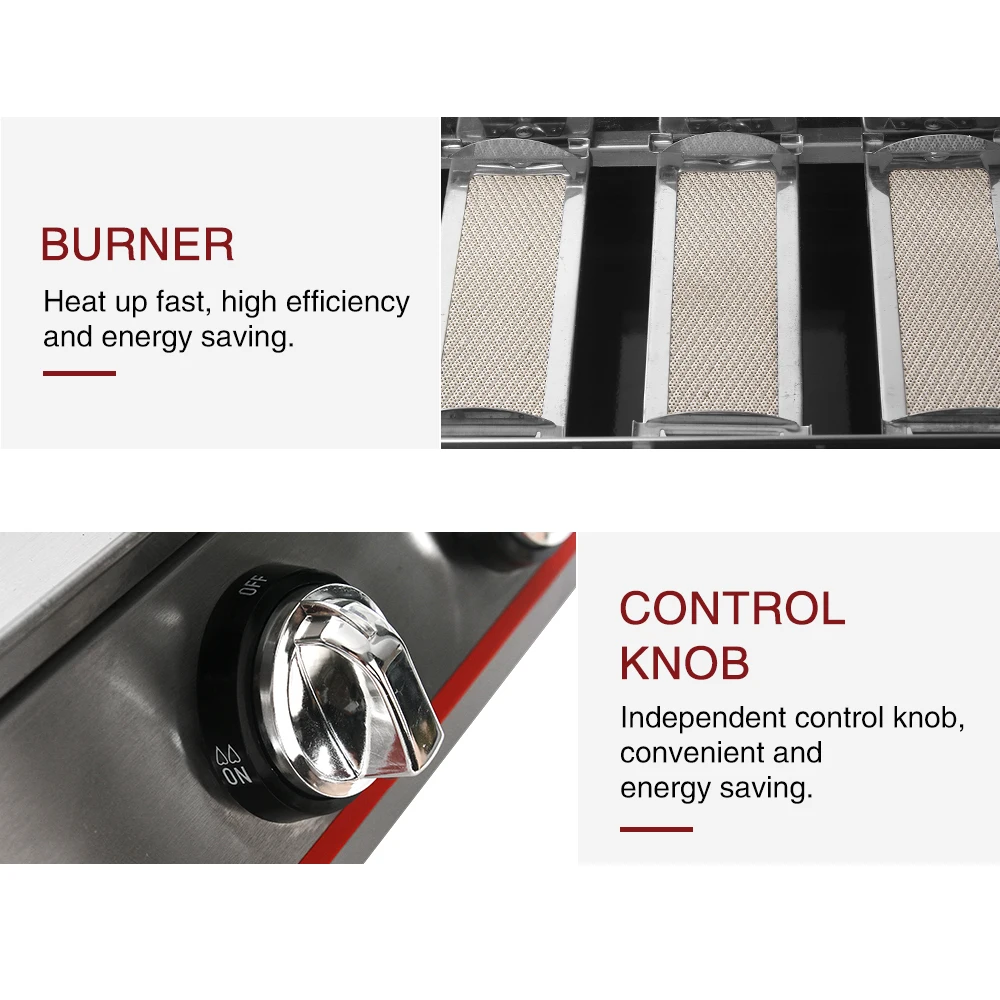 10 Burners BBQ Grill LPG Gas Grill Glass/Steel Shield Stainless Steel Barbecue Grill for Outdoor Comercial Household  Adjustable