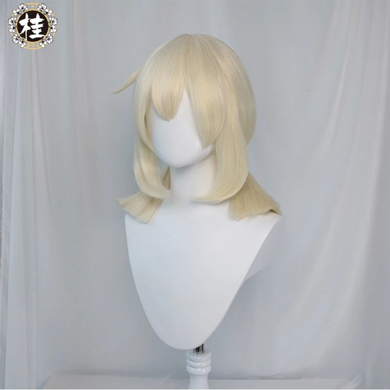 UWOWO Game Genshin Impact Klee Fleeing Sunlight Cosplay Wig Spark Knight Red Burny Girl 40cm Cream gold Twin tail Hair