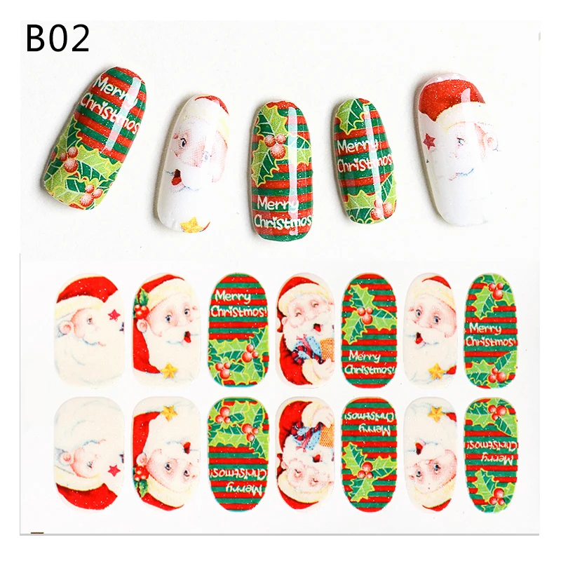 Водные Наклейки для ногтей, наклейки для ногтей, Санта Клаус, Рождественская елка, носки, 3D клей, слайдер для ногтей, маникюр, дизайн ногтей, водяной знак, кончик - Цвет: DS08262