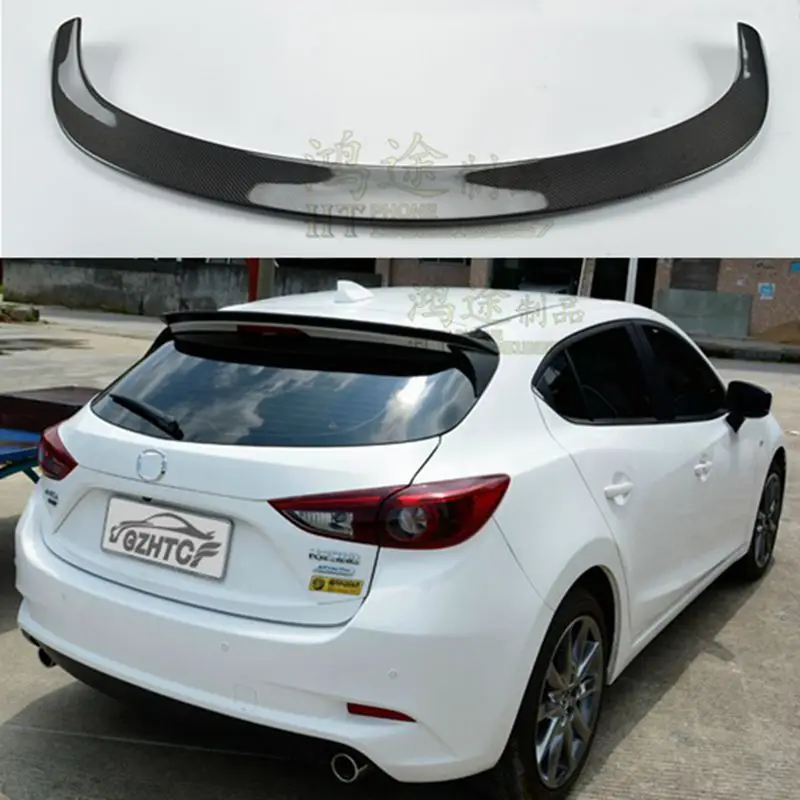 

FOR Mazda 3 Hatchback Real Carbon Fiber CAR Spoiler Wing Car Rear Window Rear LIP Middle Tail FIN Accessories Mazda3 2014-2019