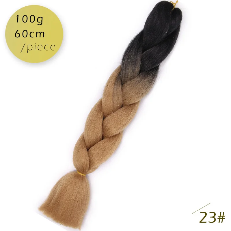 Джамбо косички длинные Омбре 24 дюйма Джамбо синтетические плетеные волосы для женщин крючком блонд розовый синий серый волосы для наращивания африканские - Цвет: B23