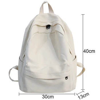 

School Female White Backpack Kawaii Women Cotton Canvas School Bag Teenage Girl Backpacks Fashion Ladies Satchel Drop Shipping
