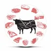 Angus Beef Chart Minimalist Wall Clock Steak House Farmhouse Kitchen Wall Art Silent Quartz Clock Cow Meat Cut Butcher Art Clock 1