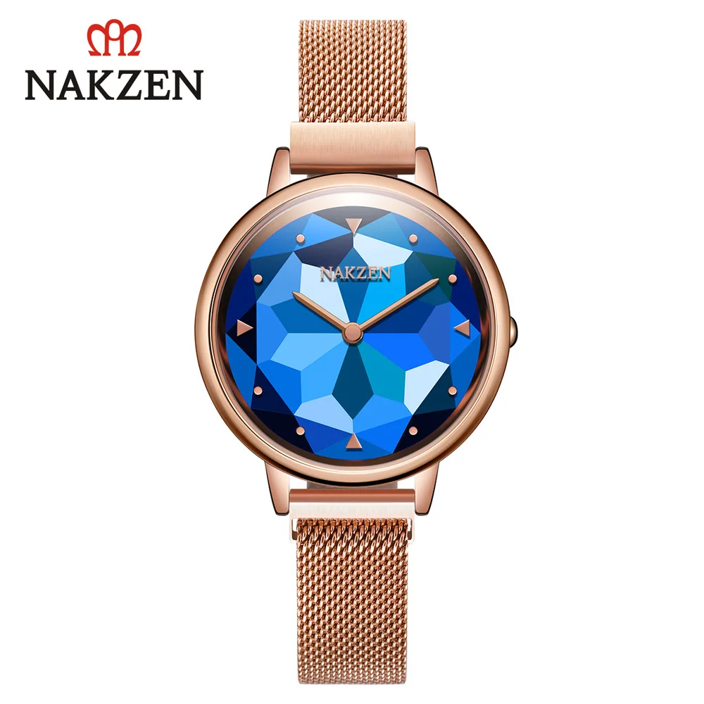 

Nakzen Brand Network Red Quartz WOMEN'S Watch Japan Movement Milan with ci xi kou Gem Flower Glass Ss4223l