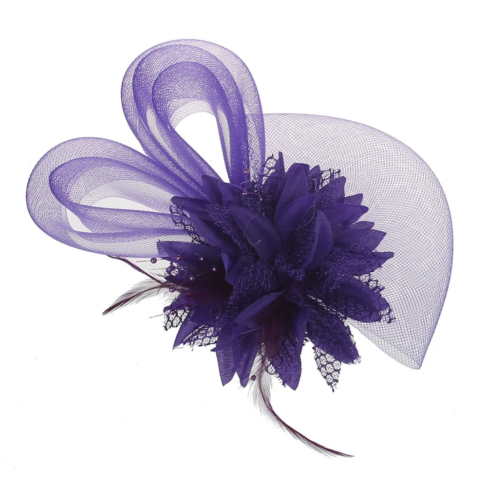 Fashion Women Fascinator Net Bow Tie Mesh Hat Cocktail Party Headdress Bridal Wedding Hair Accessories