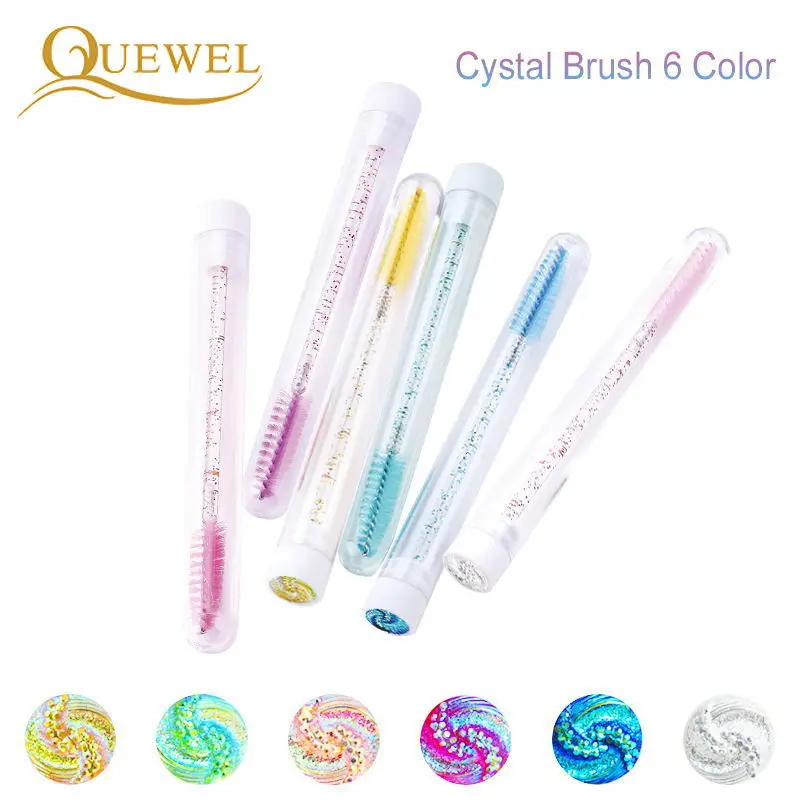 

Quewel 6PCS Reusable Eyelashes Crystals Brush Disposable Eyebrow Brushes Eyelash Extension Stick Mascara Applicator Diamond Tool