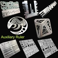 Military Model Tool Carved Texture Punched Circle Drawing Auxiliary Ruler for Engraving Stainless Steel 1