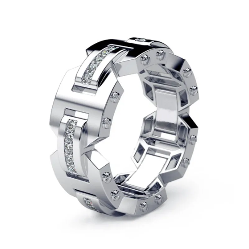 Модное мужское кольцо с большим цирконием, серебро 925/розовое золото, свадебные ювелирные изделия, Роскошные вечерние кольца для мужчин - Цвет основного камня: 15628