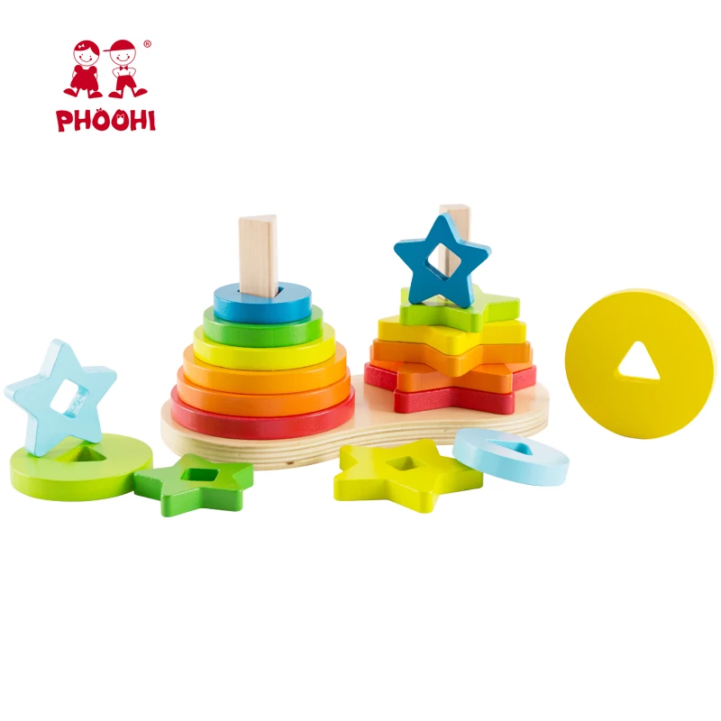 Rainbow Stacking Ring Tower Stapelring Blocks Baby Montessori Toys Early Education Teaching Aids Wo - 4000496939558