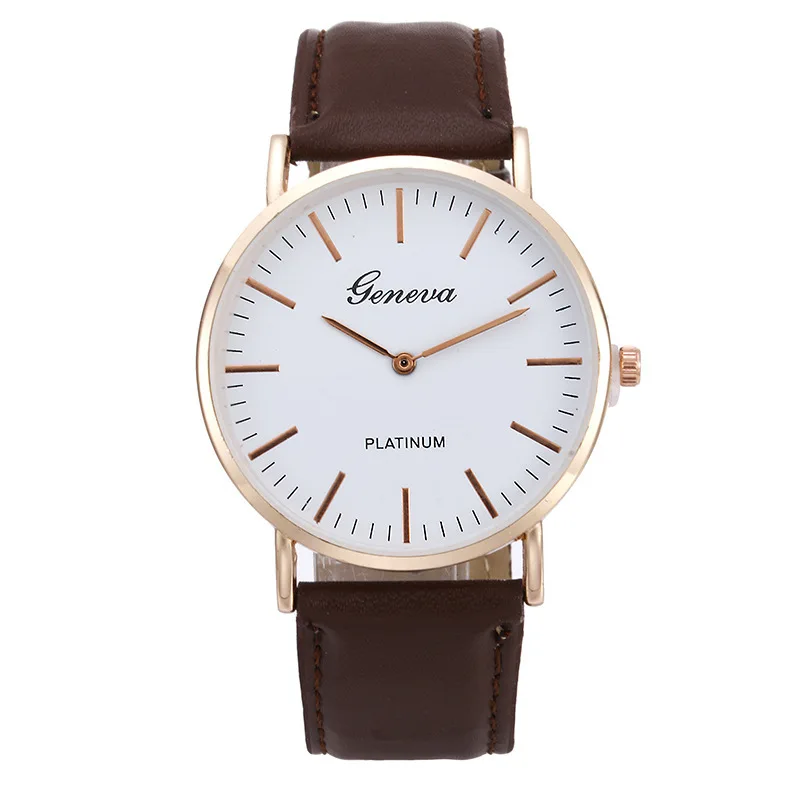 

Geneva Hot Selling Ultra-Thin Belt Watch Casual Fashion Two Needle MEN'S Watch Ladies' Watch Students Quartz Watch
