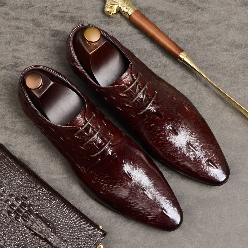 

Blue Black mens formal shoes genuine leather Wedding Office Handmade Luxury Brand crocodile shoes pointed toe men dress shoes