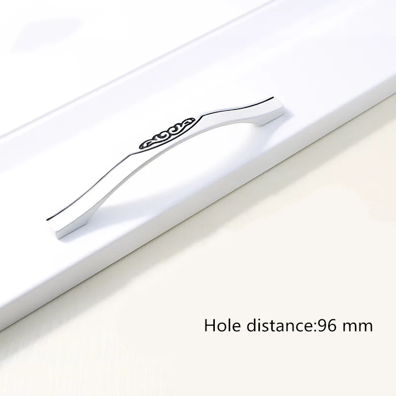 Hole distance 96mm Алюминиевый сплав цвета слоновой кости белый шкаф ручки кухонный шкаф дверные ручки для выдвижных ящиков Европейская мода оборудование для обработки мебели - Цвет: Hole distance 96mm