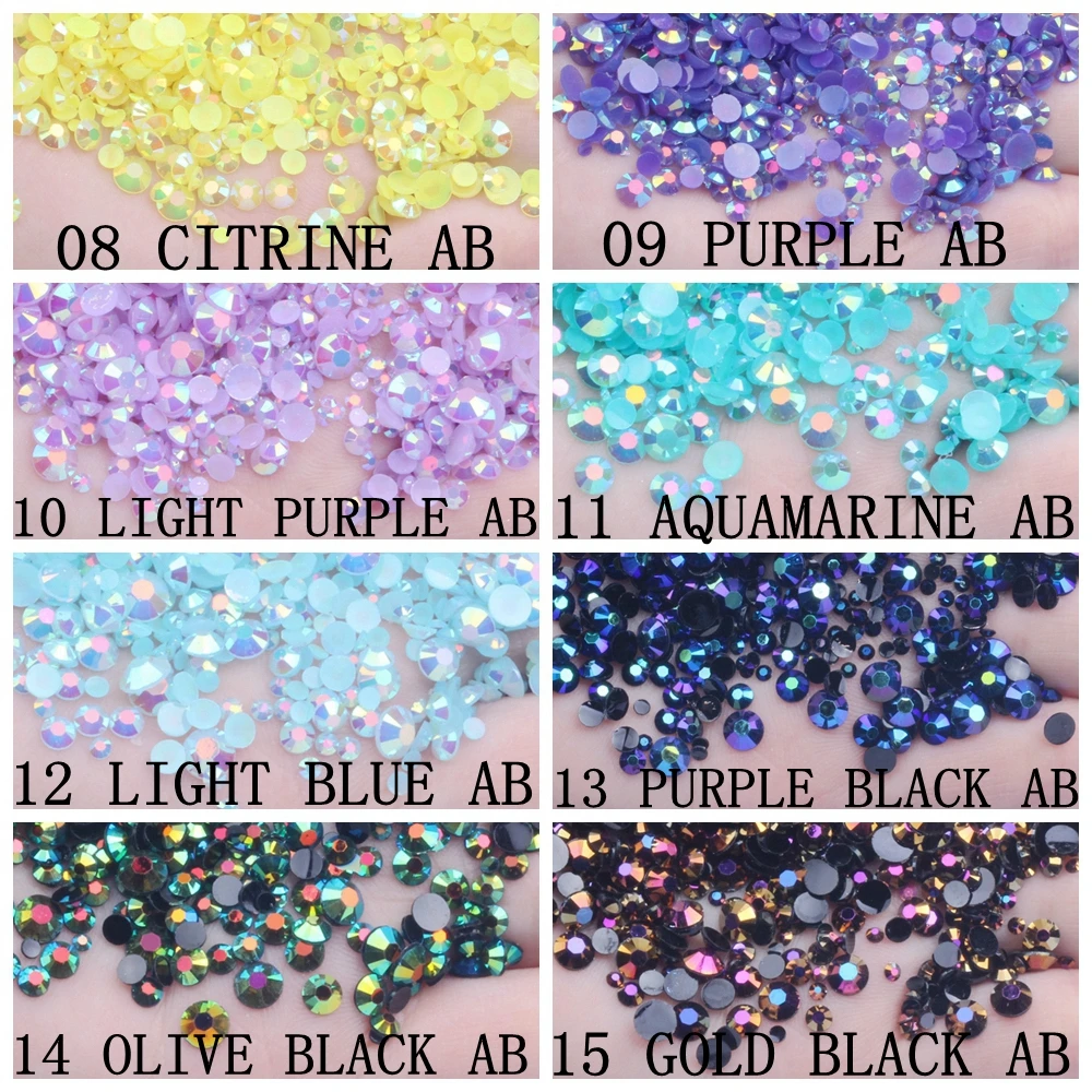 3MM 4MM 5MM Flat Back Resin Rhinestone Non HotFix Jelly AB Rhinestones  stone Craft DIY Beads Bling Kit Candy Cabs Stone