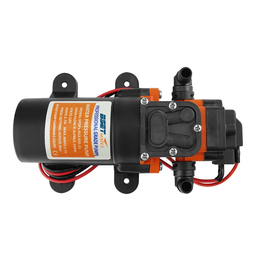 High Quality 12v 4.3 L/min 1.2GPM 35PSI Water Pressure Diaphragm Pump 