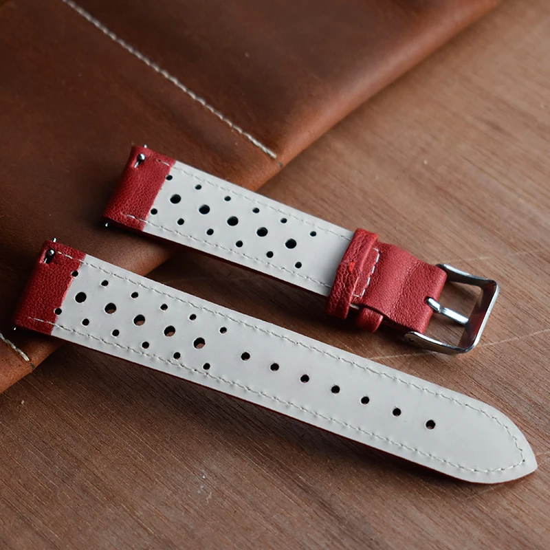 Handmade Watchband Soft Genuine Leather Watch Strap 18mm 20mm 22mm 24mm Porous Ventilation Wristband Replacement for Watches
