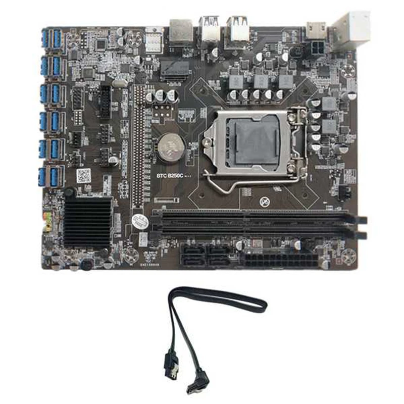 best computer motherboard B250C BTC Mining Motherboard with SATA Cable 12XPCIE to USB3.0 Graphics Card Slot LGA1151 Supports DDR4 DIMM RAM for BTC motherboard pc