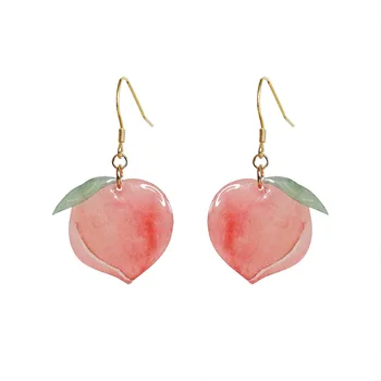 

CE-39 New Arrival Korean Acrylic Trendy Pink Peach Drop Earrings For Women Cute Sweet Jewelry Fashion Oorbellen