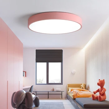 

Macaron ultra-thin Modern Round LED ceiling lights Pink/Yellow Body ceiling Lamp For living room kids room bar lamparas de techo