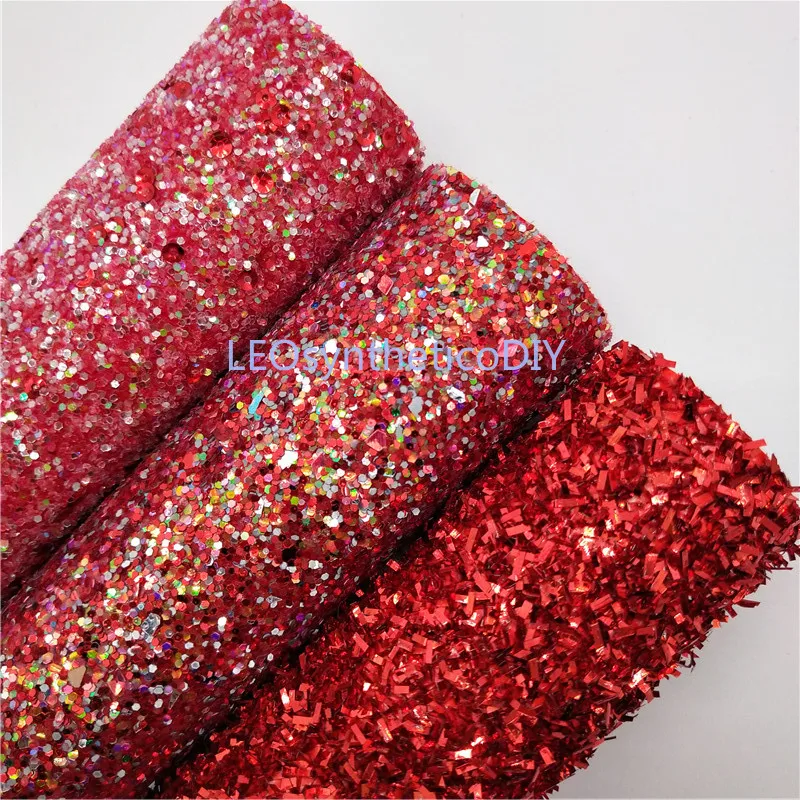 

Mini Roll 30x134CM RED Glitter Fabirc, Chunky Glitter Leather, Glitter Leather Roll For Making Bows LEOsyntheticoDIY SK088