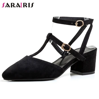 

SaraIris Elegant Ol Pointed Toe Sandals Women Summer High Chunky Heels Sandals Ladies Summer Sweet Shallow Solid Shoes