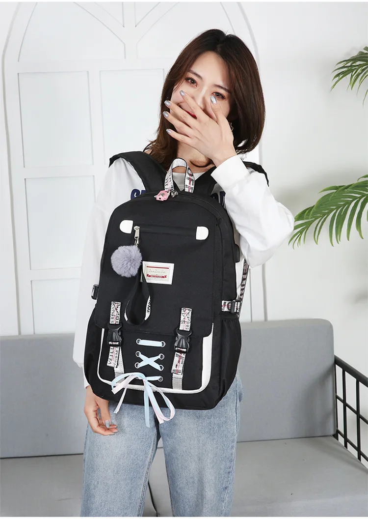 Повседневные школьные рюкзаки для девочек женские рюкзаки модный школьный рюкзак зарядка через usb школьный рюкзак Детская сумка Mochila