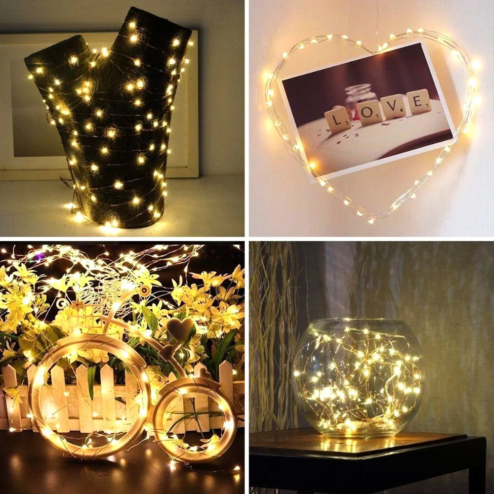 Luzes da Corda Iluminação do Feriado Guirlanda de Fadas para a Árvore de Natal Festa de Casamento Fio de Cobre Led Decoração Luz 5 Pçs 1m 2m 3m 2 Cheap Fios de LED