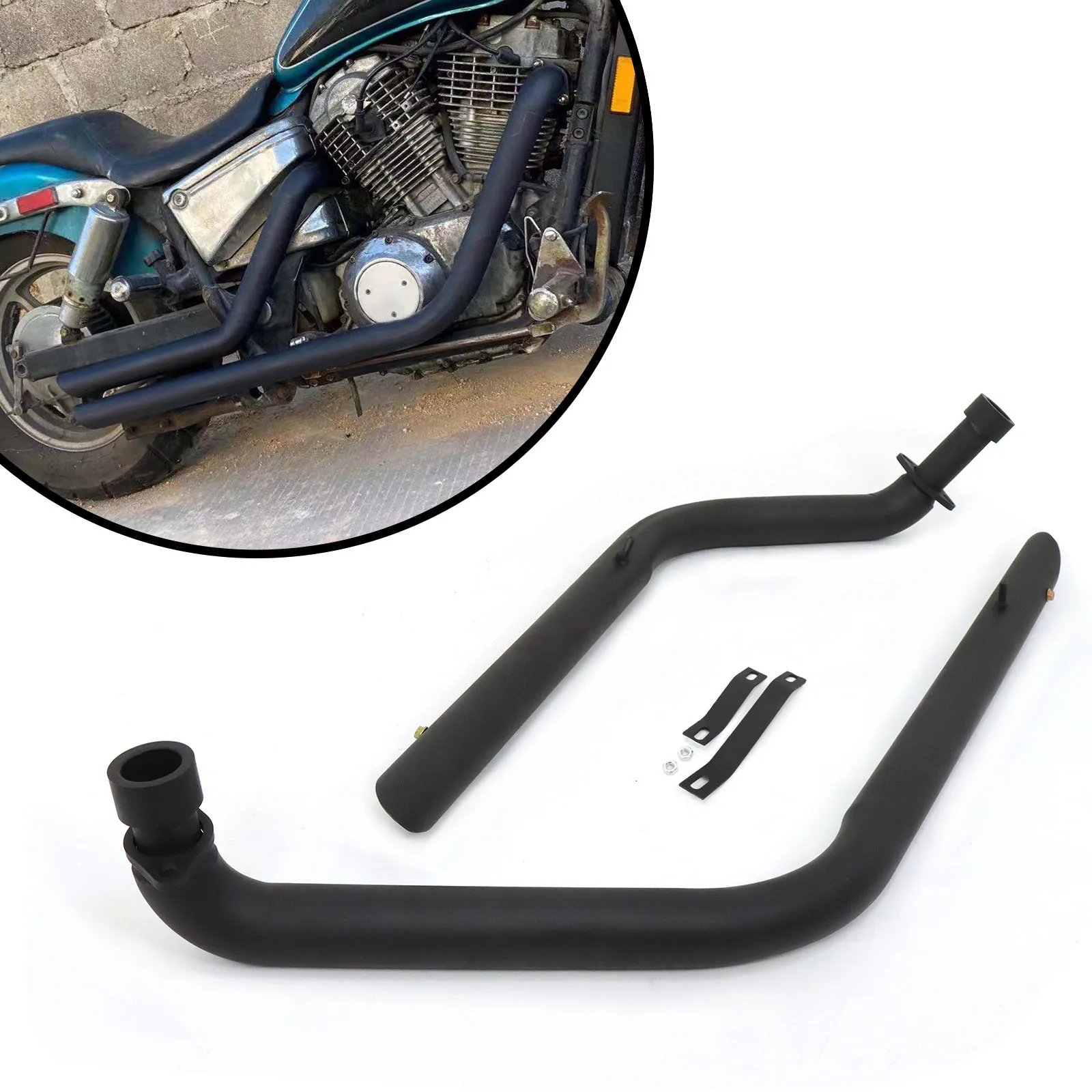 black, A Worldmotop Stainless Steel Muffler Exhaust Pipe for Honda VT1100 SHADOW ACE 1100 SHADOW Aero 1100 SHADOW Spirit 1100 SHADOW Sabre 1100 All Years 