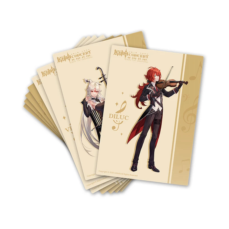 

11.11 Genshin Concert 2021 Game Cosplay Impact Symphony Character Postcard Anime Project Diluc Ningguang Venti Card Set Gift