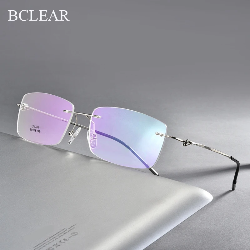 

Alloy Rimless Unisex Eyeglasses Frames Men Women Fashion Ultra Light No Screws Frameless Spectacle Frame Spring Hinge