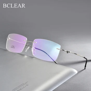 

Alloy Rimless Unisex Eyeglasses Frames Men Women Fashion Ultra Light No Screws Frameless Spectacle Frame Spring Hinge очки