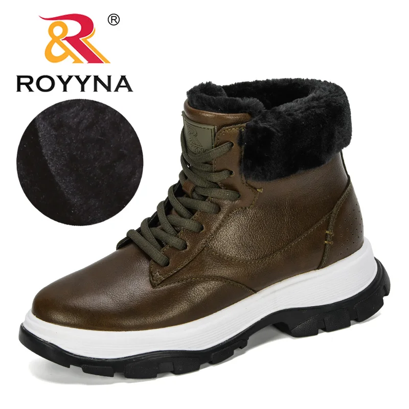 ROYYNA/ г. Новые дизайнерские женские ботинки зимние теплые женские ботинки на толстой подошве из бархата уличная женская обувь из хлопка - Цвет: Army green